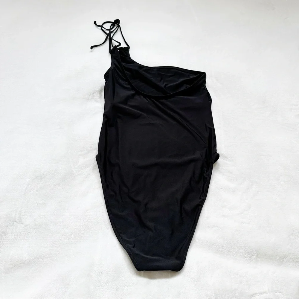 NWT GOOD AMERICAN Shine One Shoulder Swimsuit K001 3 (fits like 10-12) NEW - Picture 2 of 7
